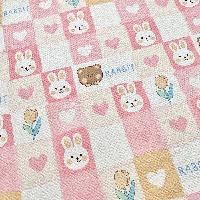 91家纺网 家纺一手货源 找家纺 羽爱家纺 2025新款A类双面印花全棉水洗床盖套件-三件套 奶油兔-