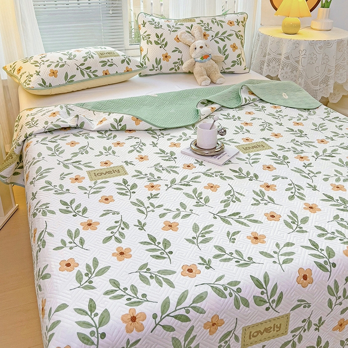 91家纺网 家纺一手货源 找家纺 羽爱家纺 2025新款A类双面印花全棉水洗床盖套件-三件套 清新-