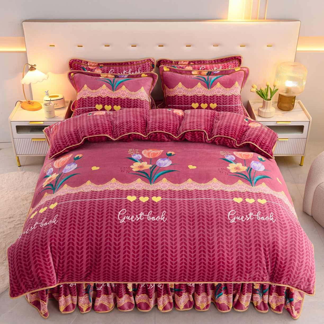 91家纺网 家纺一手货源 找家纺 贝诗梦 2025新款牛奶绒金貂绒法莱绒单被套 郁金香