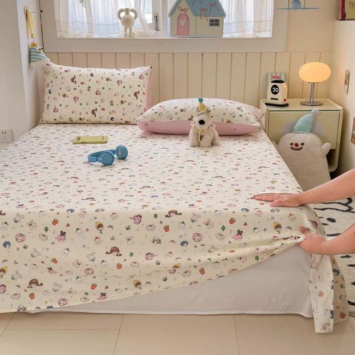 91家纺网 家纺一手货源 找家纺 （总）曼之夏 2025新款全棉纯棉40支学生季卡通印花床单单床单床单单件