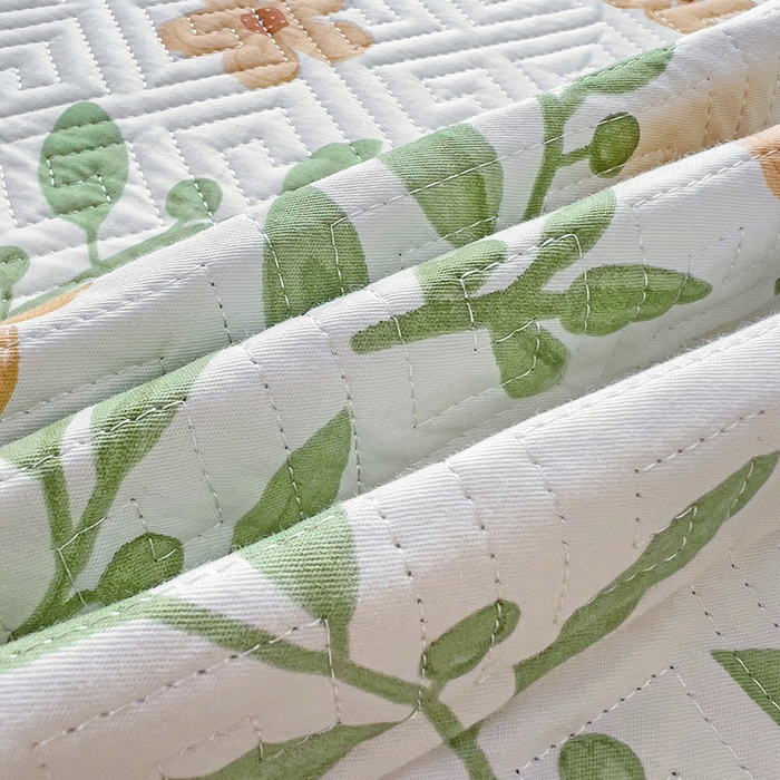 91家纺网 家纺一手货源 找家纺 羽爱家纺 2025新款A类双面印花全棉水洗床盖套件-三件套 清新-