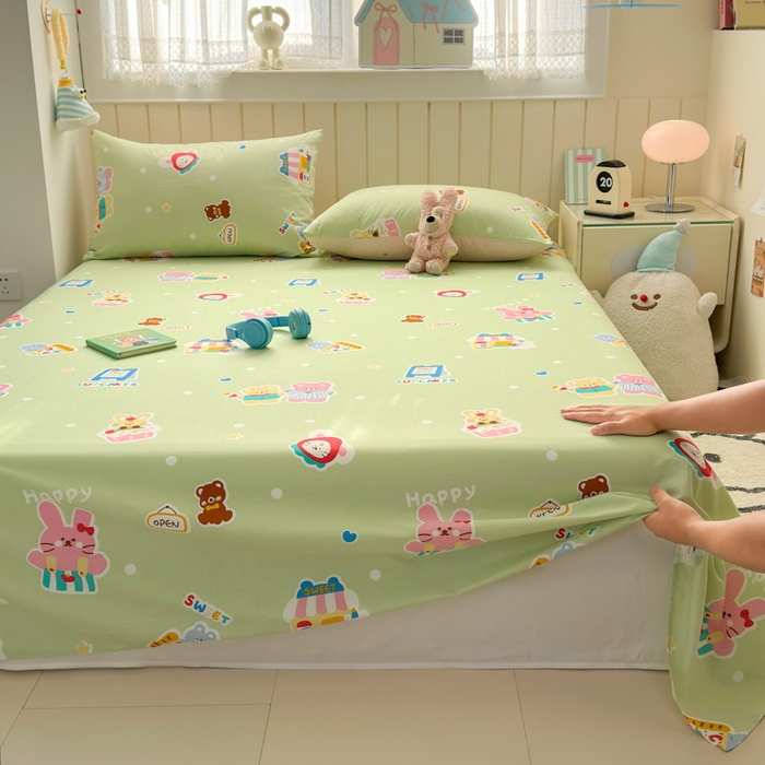 91家纺网 家纺一手货源 找家纺 （总）曼之夏 2025新款全棉纯棉40支学生季卡通印花床单单床单床单单件