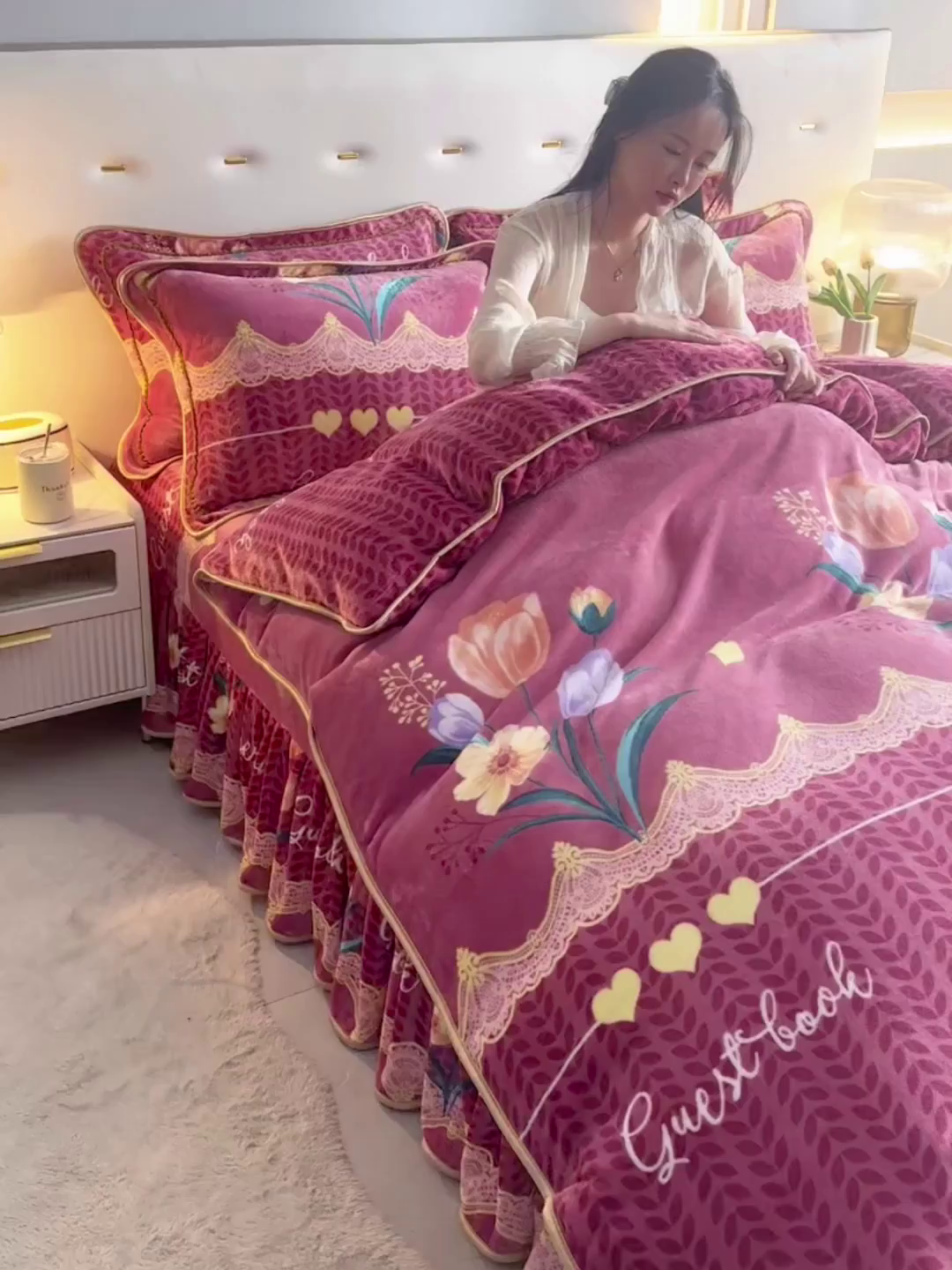 91家纺网 家纺一手货源 找家纺 贝诗梦 2025新款牛奶绒金貂绒法莱绒单被套 郁金香