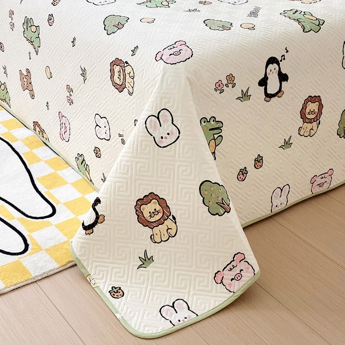 91家纺网 家纺一手货源 找家纺 羽爱家纺 2025新款A类双面印花全棉水洗床盖套件-三件套 森林派对-