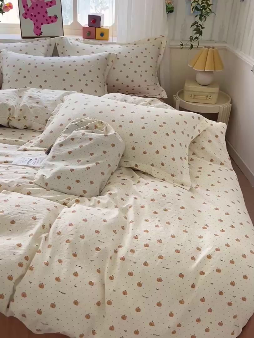 91家纺网 家纺一手货源 找家纺 梦莱斯 2025新款韩国小布袋古法云感棉四件套 南语桔