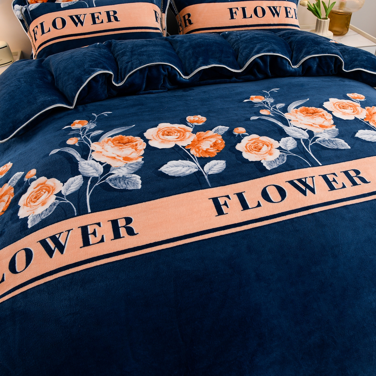 91家纺网 家纺一手货源 找家纺 贝诗梦 2025新款牛奶绒金貂绒法莱绒单被套 月光玫瑰