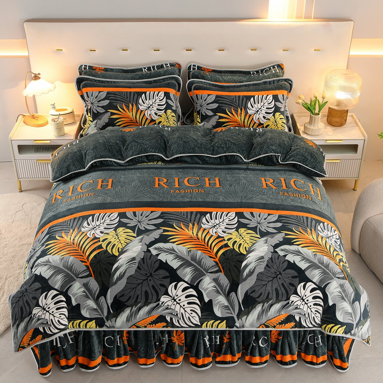 91家纺网 家纺一手货源 找家纺 贝诗梦 2025新款牛奶绒金貂绒法莱绒单被套 长安富贵