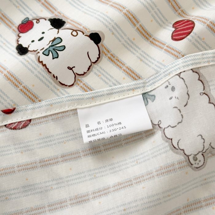 91家纺网 家纺一手货源 找家纺 曼之夏 2025新款全棉纯棉40支学生季卡通印花床单单床单床单单件 茶茶狗