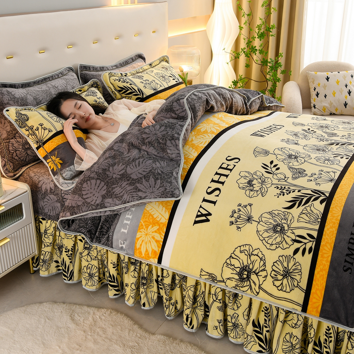 91家纺网 家纺一手货源 找家纺 贝诗梦 2025新款牛奶绒金貂绒法莱绒单被套 朱丽叶