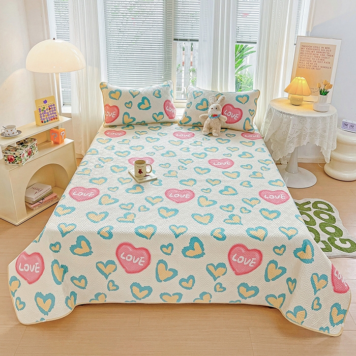 羽爱家纺 2025新款A类双面印花全棉水洗床盖套件-三件套 心情-