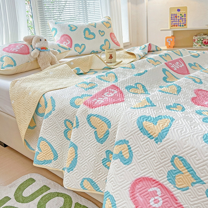 91家纺网 家纺一手货源 找家纺 羽爱家纺 2025新款A类双面印花全棉水洗床盖套件-三件套 心情-