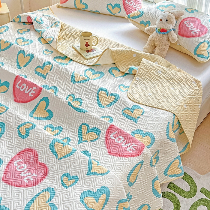 91家纺网 家纺一手货源 找家纺 羽爱家纺 2025新款A类双面印花全棉水洗床盖套件-三件套 心情-