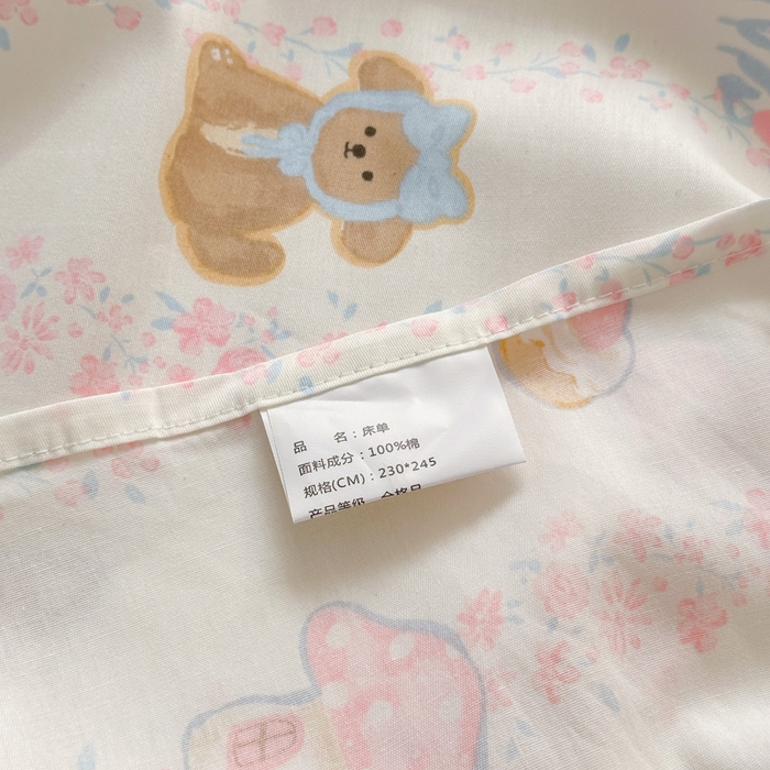 91家纺网 家纺一手货源 找家纺 曼之夏 2025新款全棉纯棉40支学生季卡通印花床单单床单床单单件 可爱多