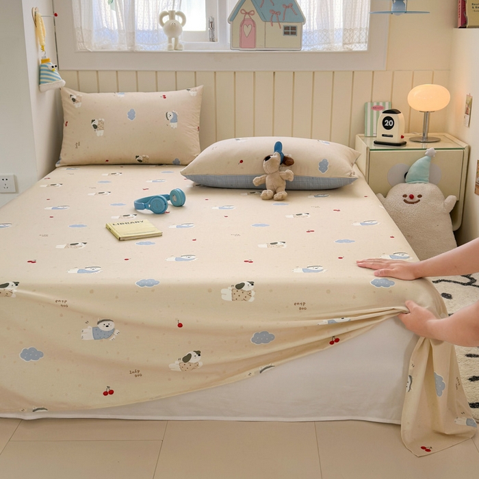 曼之夏 2025新款全棉纯棉40支学生季卡通印花床单单床单床单单件 可可汪