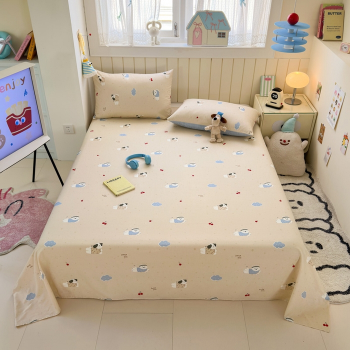 91家纺网 家纺一手货源 找家纺 曼之夏 2025新款全棉纯棉40支学生季卡通印花床单单床单床单单件 可可汪