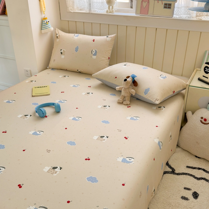 91家纺网 家纺一手货源 找家纺 曼之夏 2025新款全棉纯棉40支学生季卡通印花床单单床单床单单件 可可汪