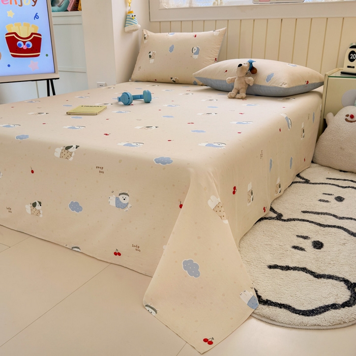 91家纺网 家纺一手货源 找家纺 曼之夏 2025新款全棉纯棉40支学生季卡通印花床单单床单床单单件 可可汪