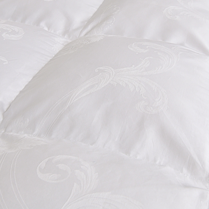 91家纺网 家纺一手货源 找家纺 棠婷  2025年新款全棉80s贡缎50白鸭绒90白鹅绒被鸭绒被双层大提花羽绒被子 白色