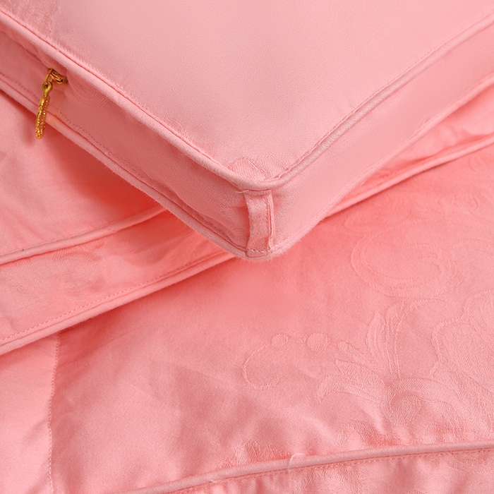 91家纺网 家纺一手货源 找家纺 棠婷  2025年新款全棉80s贡缎50白鸭绒90白鹅绒被鸭绒被双层大提花羽绒被子 粉色