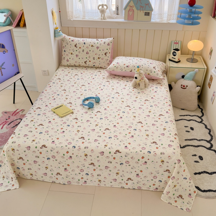 91家纺网 家纺一手货源 找家纺 曼之夏 2025新款全棉纯棉40支学生季卡通印花床单单床单床单单件 玛奇朵