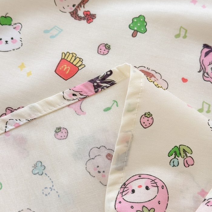 91家纺网 家纺一手货源 找家纺 曼之夏 2025新款全棉纯棉40支学生季卡通印花床单单床单床单单件 玛奇朵