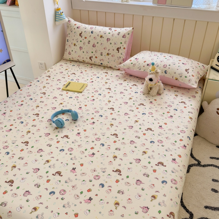 91家纺网 家纺一手货源 找家纺 曼之夏 2025新款全棉纯棉40支学生季卡通印花床单单床单床单单件 玛奇朵