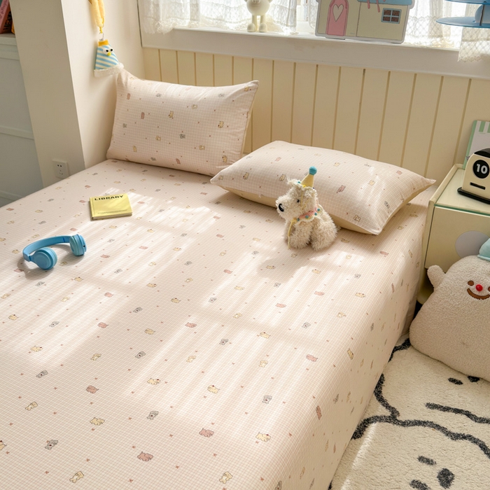 91家纺网 家纺一手货源 找家纺 曼之夏 2025新款全棉纯棉40支学生季卡通印花床单单床单床单单件 泡芙小象