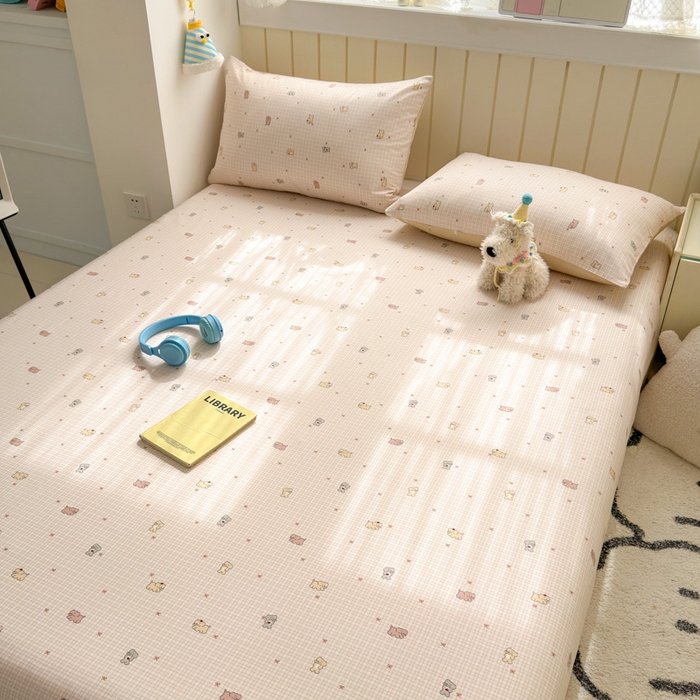 91家纺网 家纺一手货源 找家纺 曼之夏 2025新款全棉纯棉40支学生季卡通印花床单单床单床单单件 泡芙小象