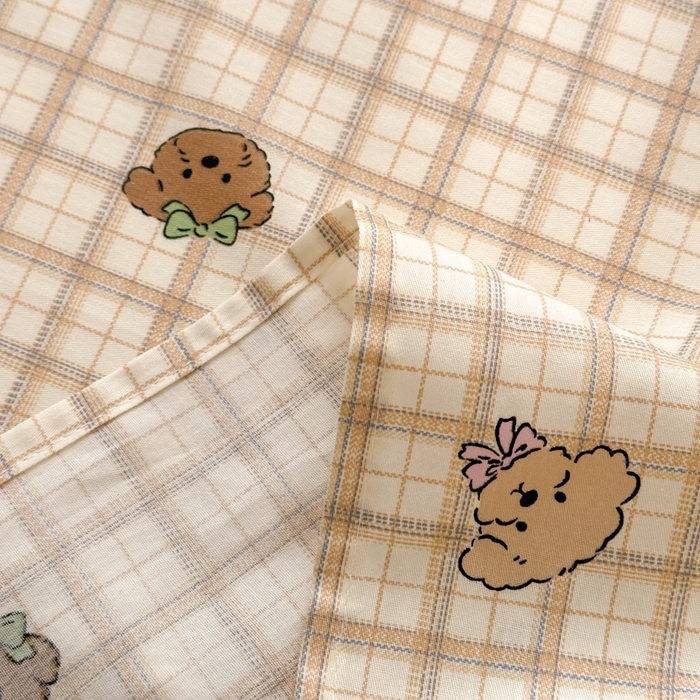 91家纺网 家纺一手货源 找家纺 曼之夏 2025新款全棉纯棉40支学生季卡通印花床单单床单床单单件 曲奇小狗