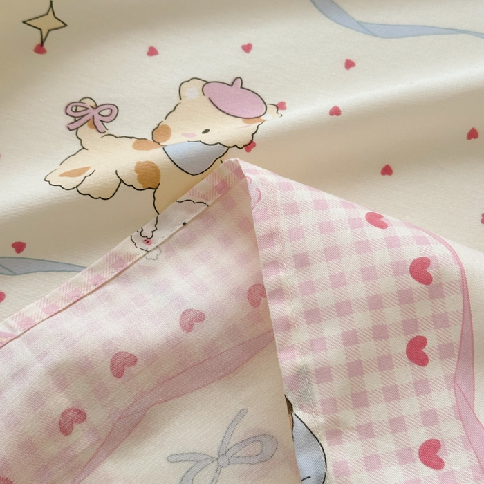 91家纺网 家纺一手货源 找家纺 曼之夏 2025新款全棉纯棉40支学生季卡通印花床单单床单床单单件 甜甜圈