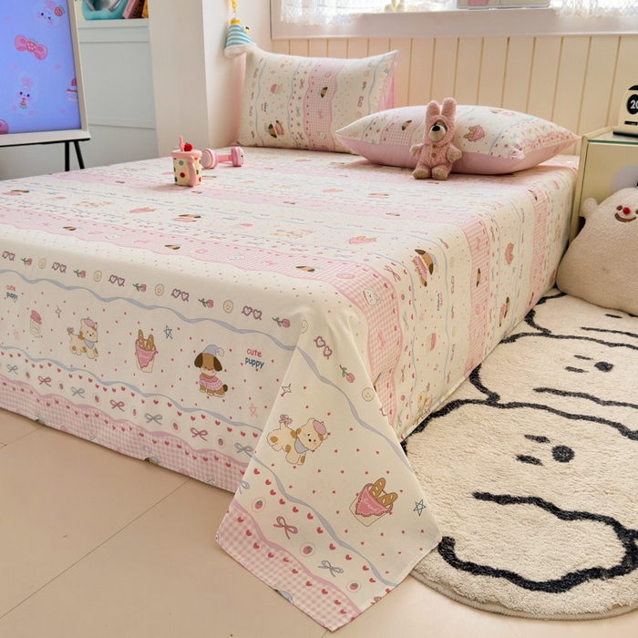 91家纺网 家纺一手货源 找家纺 曼之夏 2025新款全棉纯棉40支学生季卡通印花床单单床单床单单件 甜甜圈