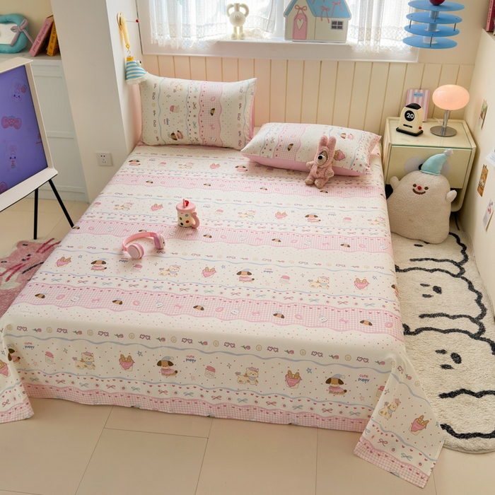 91家纺网 家纺一手货源 找家纺 曼之夏 2025新款全棉纯棉40支学生季卡通印花床单单床单床单单件 甜甜圈