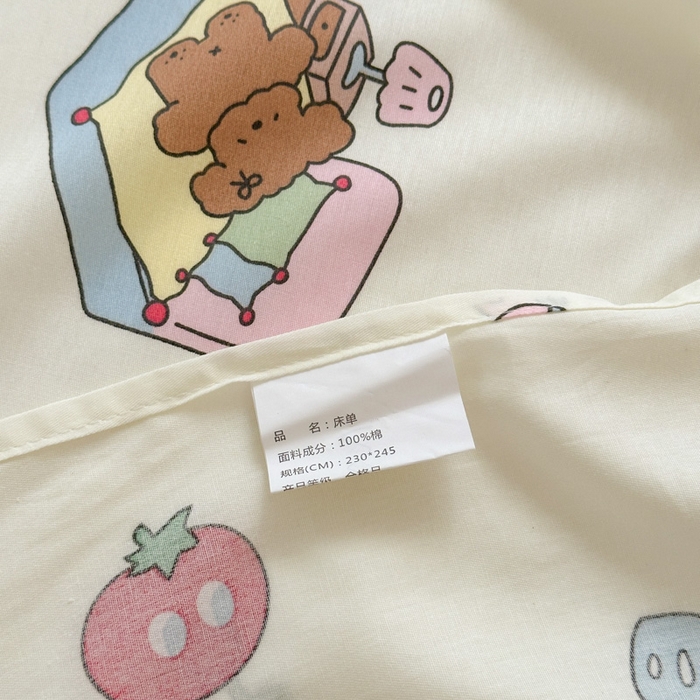 91家纺网 家纺一手货源 找家纺 曼之夏 2025新款全棉纯棉40支学生季卡通印花床单单床单床单单件 童画
