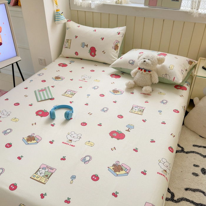 91家纺网 家纺一手货源 找家纺 曼之夏 2025新款全棉纯棉40支学生季卡通印花床单单床单床单单件 童画