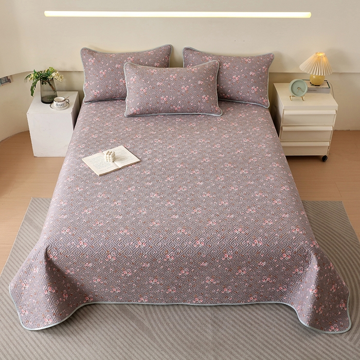羽爱家纺 2025新款A类双面印花全棉水洗床盖套件-三件套 长岛花-