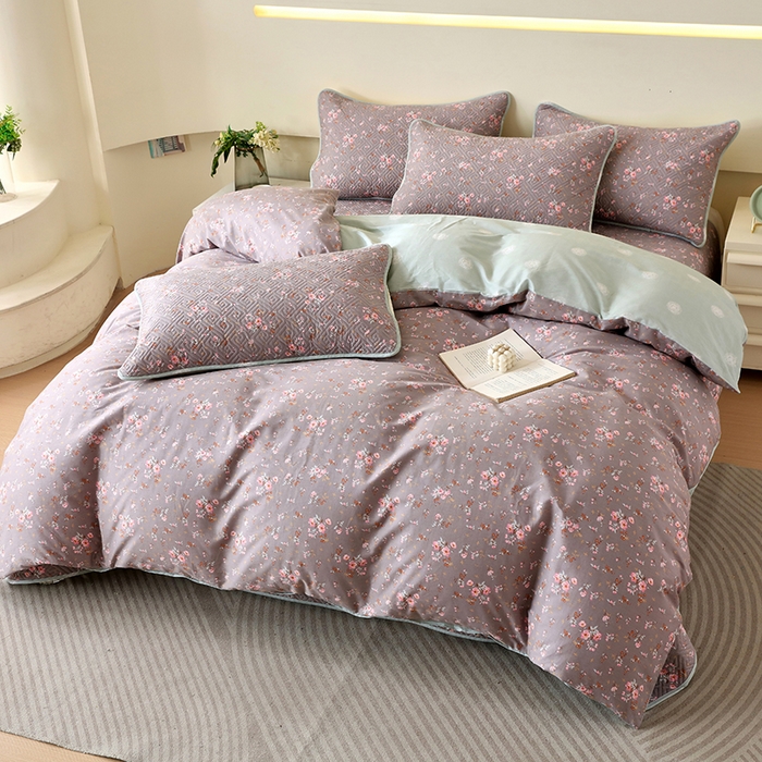 91家纺网 家纺一手货源 找家纺 羽爱家纺 2025新款A类双面印花全棉水洗床盖套件-三件套 长岛花-