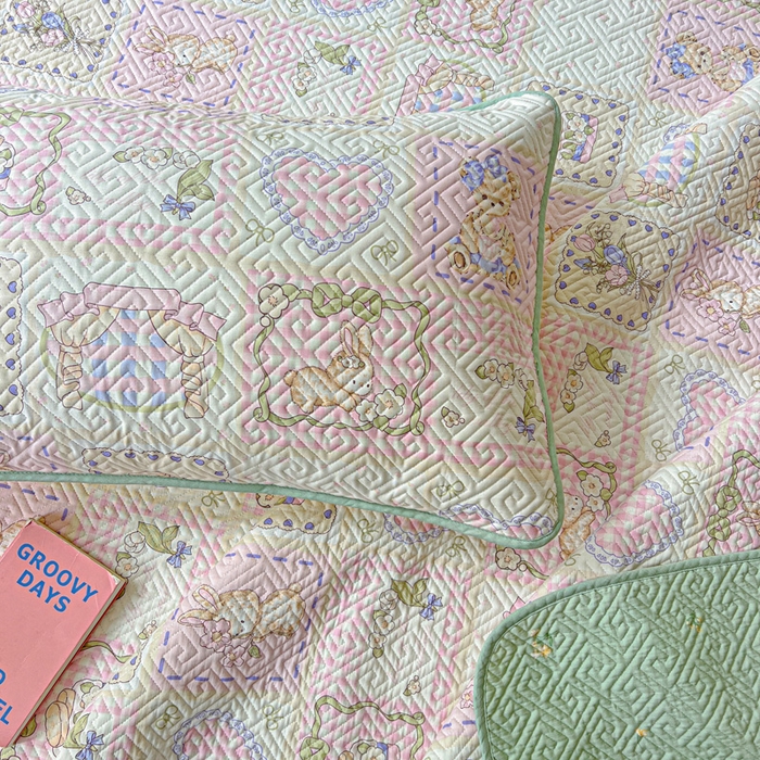 91家纺网 家纺一手货源 找家纺 羽爱家纺 2025新款A类双面印花全棉水洗床盖套件-三件套 彩虹蛋糕