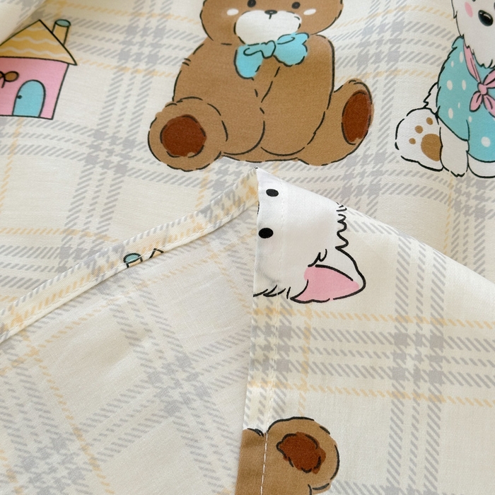 91家纺网 家纺一手货源 找家纺 曼之夏 2025新款全棉纯棉40支学生季卡通印花床单单床单床单单件 樱桃熊仔