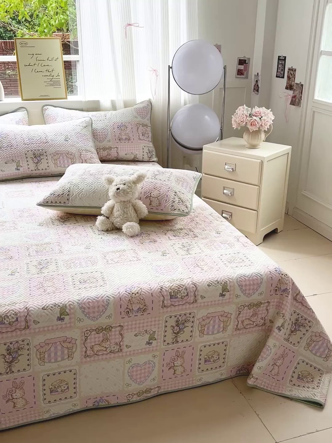 91家纺网 家纺一手货源 找家纺 羽爱家纺 2025新款A类双面印花全棉水洗床盖套件-三件套 彩虹蛋糕