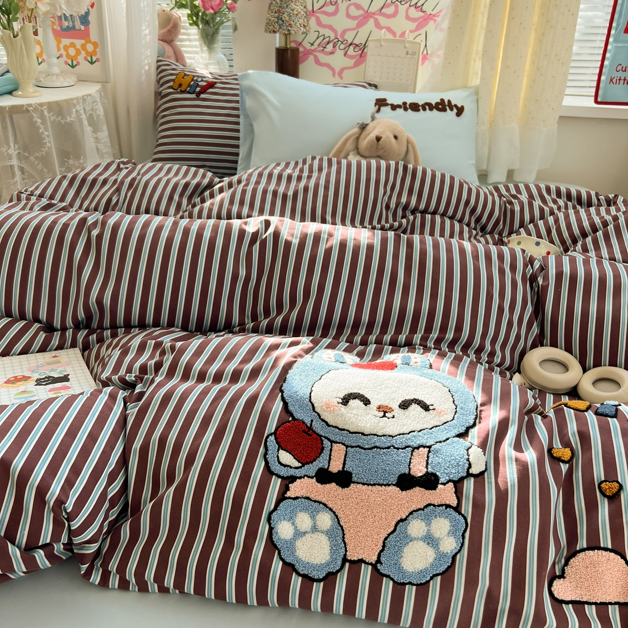 91家纺网 家纺一手货源 找家纺 （总）子钦家纺 2025新款云朵棉水洗棉INS风毛巾绣四件套