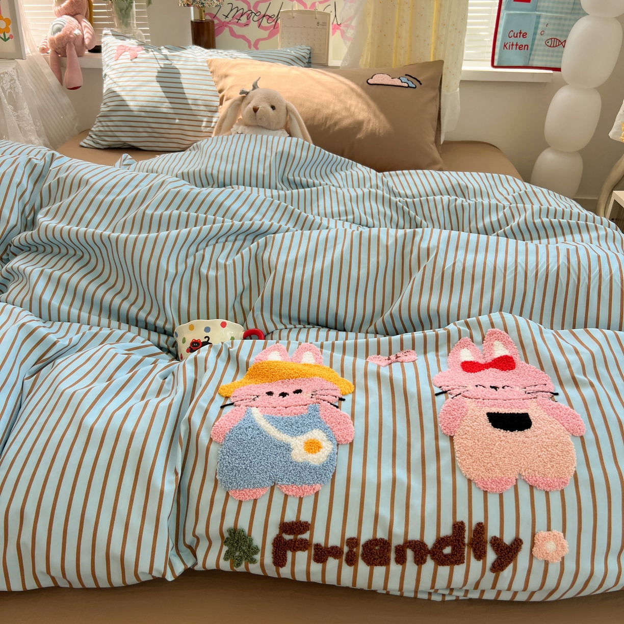 91家纺网 家纺一手货源 找家纺 （总）子钦家纺 2025新款云朵棉水洗棉INS风毛巾绣四件套