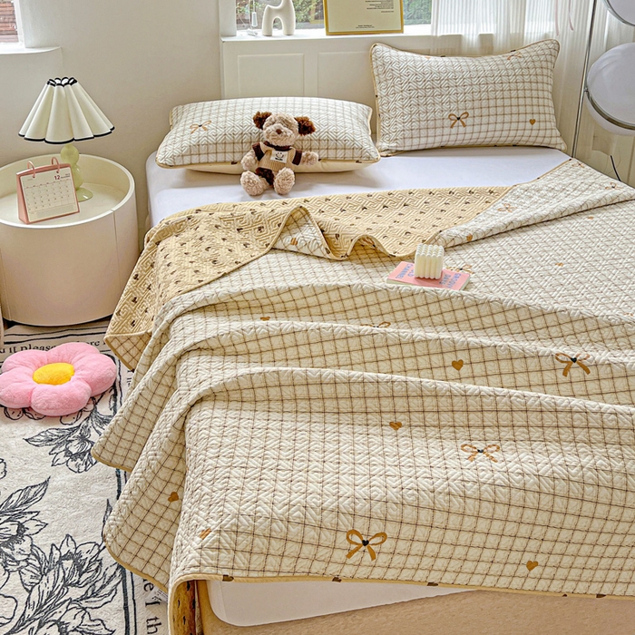 91家纺网 家纺一手货源 找家纺 羽爱家纺 2025新款A类双面印花全棉水洗床盖套件-三件套 极简主义