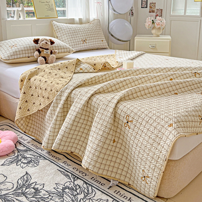 91家纺网 家纺一手货源 找家纺 羽爱家纺 2025新款A类双面印花全棉水洗床盖套件-三件套 极简主义