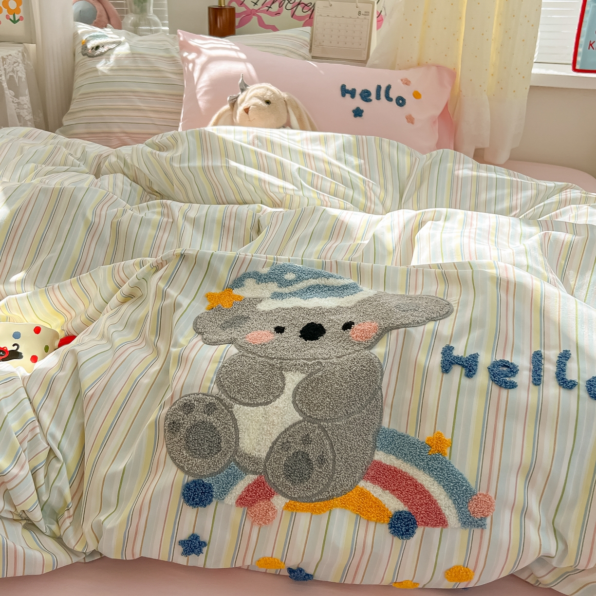 91家纺网 家纺一手货源 找家纺 （总）子钦家纺 2025新款云朵棉水洗棉INS风毛巾绣四件套