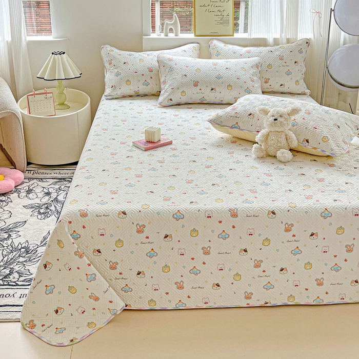 91家纺网 家纺一手货源 找家纺 羽爱家纺 2025新款A类双面印花全棉水洗床盖套件-三件套 萌宠国度