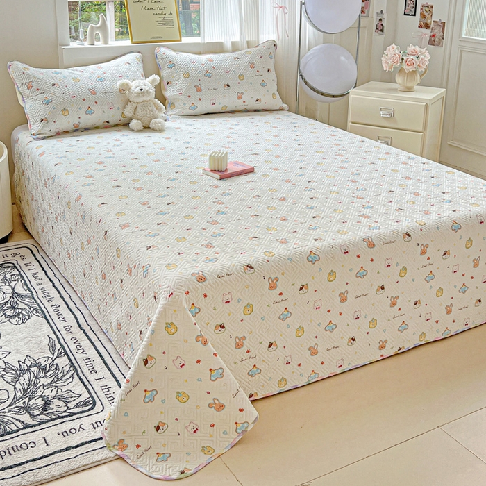 91家纺网 家纺一手货源 找家纺 羽爱家纺 2025新款A类双面印花全棉水洗床盖套件-三件套 萌宠国度