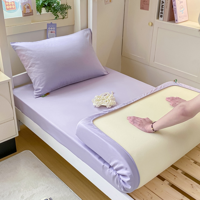 91家纺网 家纺一手货源 找家纺 凡客家居 2025新款全棉学生床笠三件套 丁香紫