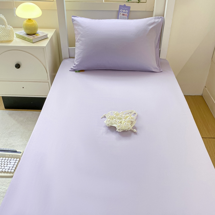 91家纺网 家纺一手货源 找家纺 凡客家居 2025新款全棉学生床笠三件套 丁香紫