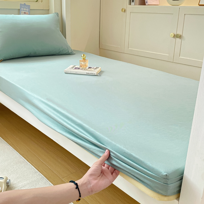 91家纺网 家纺一手货源 找家纺 凡客家居 2025新款全棉学生床笠三件套 氧气蓝