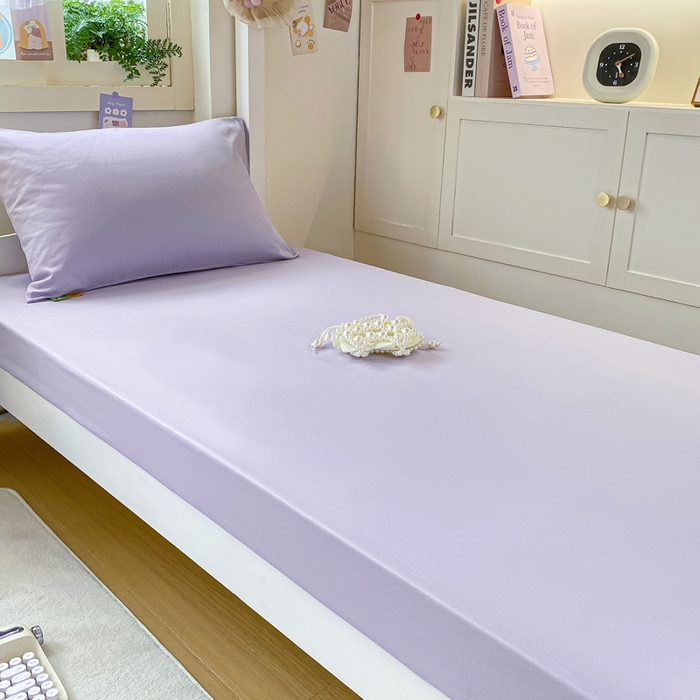 91家纺网 家纺一手货源 找家纺 凡客家居 2025新款全棉学生床笠三件套 丁香紫